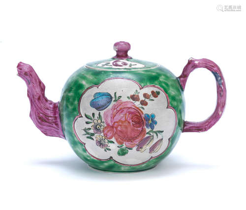 A Staffordshire saltglaze teapot and cover, circa 1765