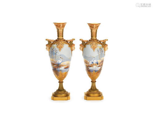 A good pair of Royal Worcester vases by Harry Davis, dated 1916