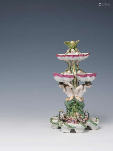 A very rare Bow figural centrepiece, circa 1765-70