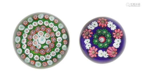 Two Clichy colour-ground Paperweights, circa 1850