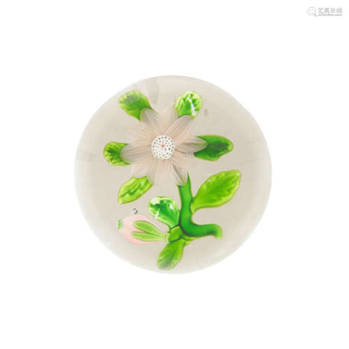 A rare Baccarat apricot double-clematis paperweight, circa 1850