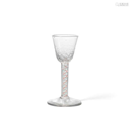 A colour-twist moulded wine glass, circa 1765