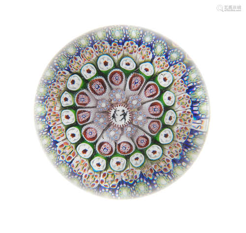 A signed St. Louis concentric millefiori paperweight, circa 1850