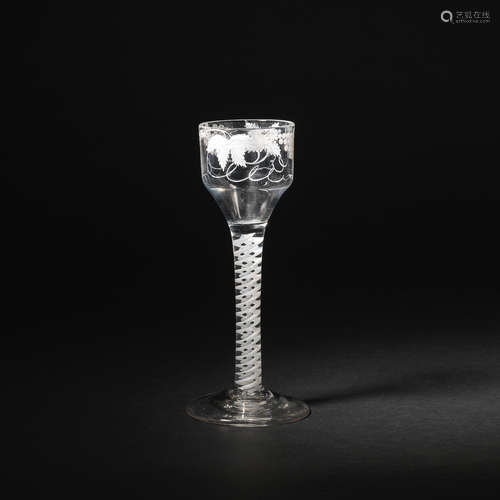 A Beilby enamelled wine glass, circa 1770