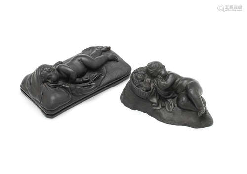 Two Wedgwood Basalt figures of sleeping boys, circa 1790