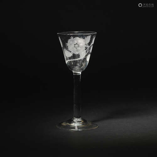 An engraved Jacobite wine glass, circa 1750