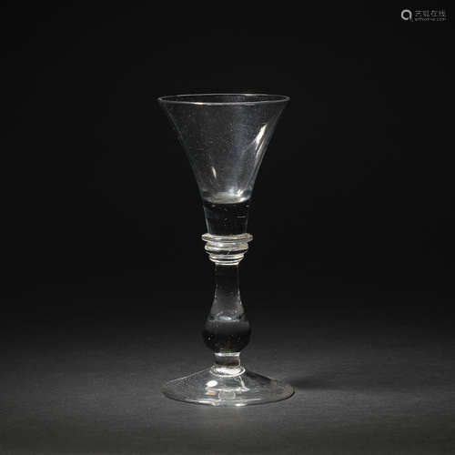 A baluster wine glass, probably Irish, circa 1730-40