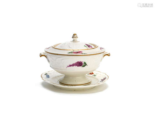 A Nantgarw sauce tureen, cover and stand, circa 1818-20