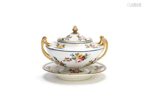 A Nantgarw sauce tureen, cover and stand, circa 1818-20