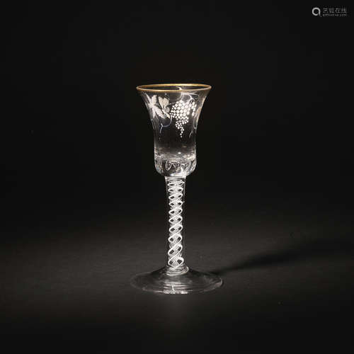 Another Beilby enamelled opaque-twist wine glass, circa 1765