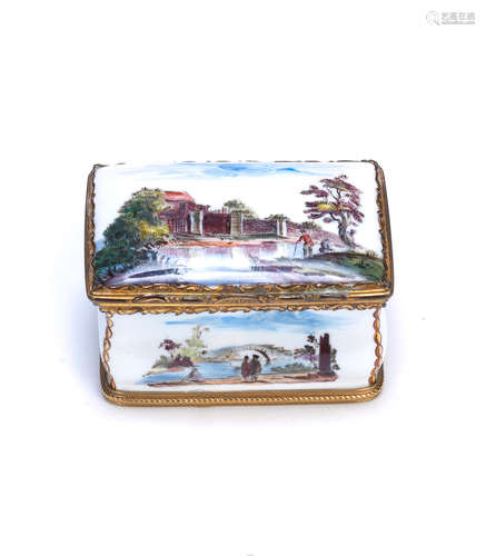 A rare Birmingham enamel snuff box, circa 1760-65