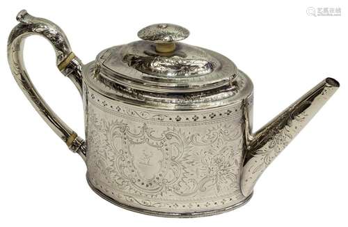 ENGLISH GEORGE III HESTER BATEMAN STERLING TEAPOT