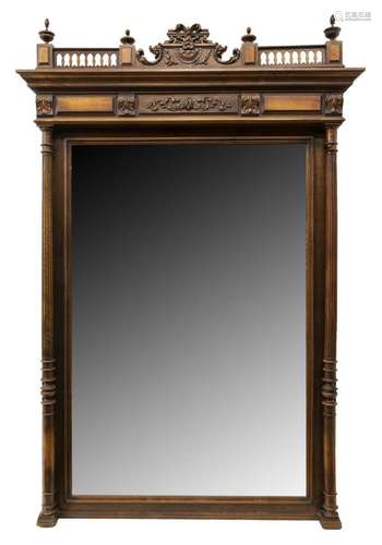 LARGE MAHOGANY FRAMED WALL MIRROR