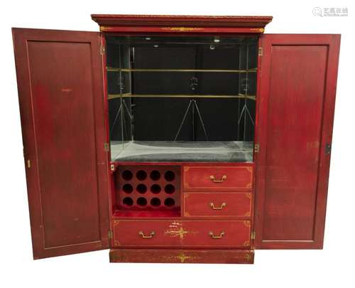 ASIAN STYLE PAINTED LIGHTED BAR CABINET