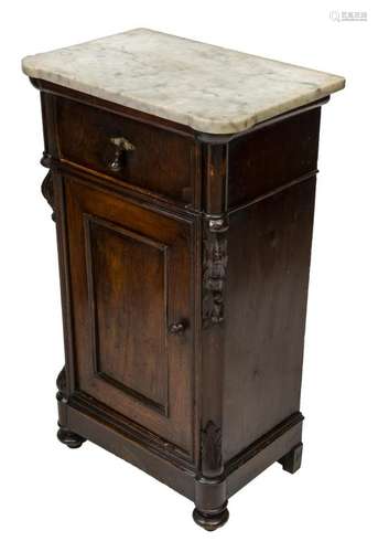 VICTORIAN MARBLE TOP MAHOGANY BEDSIDE CABINET