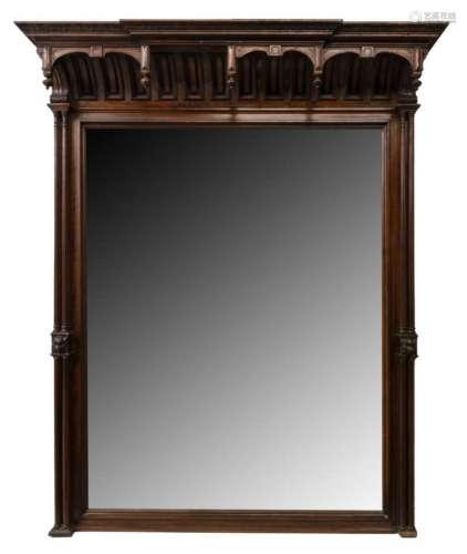 MONUMENTAL GOTHIC STYLE CARVED WALL MIRROR