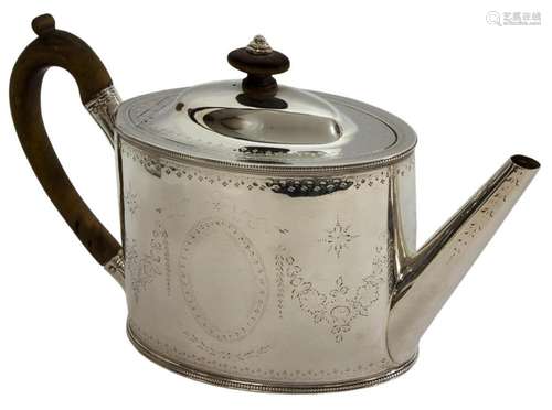 ENGLISH GEORGE III HESTER BATEMAN STERLING TEAPOT