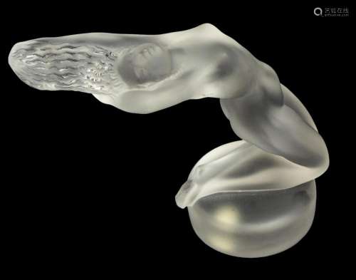 LALIQUE FROSTED ART GLASS NUDE FIGURE, 'CHRYSIS'