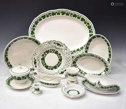 (11) MEISSEN GREEN VINE PORCELAIN SERVING PIECES