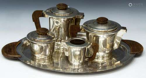 (5) FRENCH ART DECO SILVERPLATE TEA & COFFEE SET