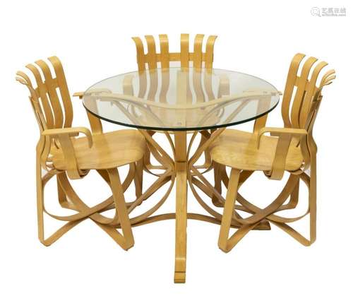 (4) FRANK GEHRY (B.1929) FOR KNOLL TABLE & CHAIRS