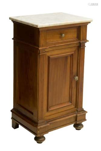 ITALIAN LOUIS PHILIPPE MARBLE TOP BEDSIDE CABINET