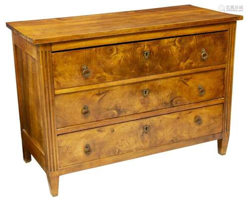 FRENCH LOUIS XVI STYLE WALNUT COMMODE, 18TH/19TH C