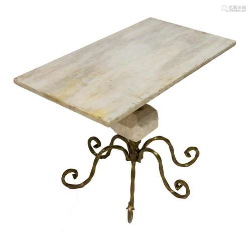 CONTINENTAL MARBLE & IRON OCCASSIONAL TABLE