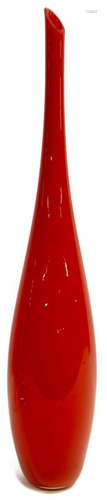 ITALIAN MURANO ART GLASS TALL RED VASE