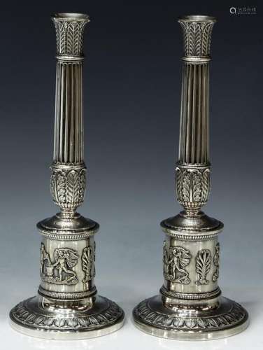 (2) GERMAN NEOCLASSICAL .812 SILVER CANDLESTICKS