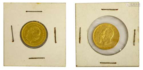 (2) HUNGARIAN & ITALIAN GOLD COINS, 1863, 1879