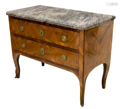 FRENCH LOUIS XV STYLE MARBLE TOP COMMODE