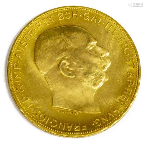 AUSTRIA GOLD 100 CORONA COIN, ,9802 OZ.