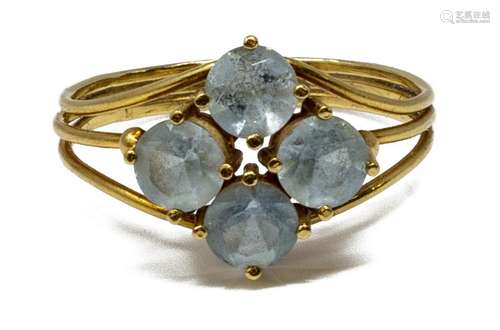 ESTATE 18KT YELLOW GOLD & AQUAMARINE RING