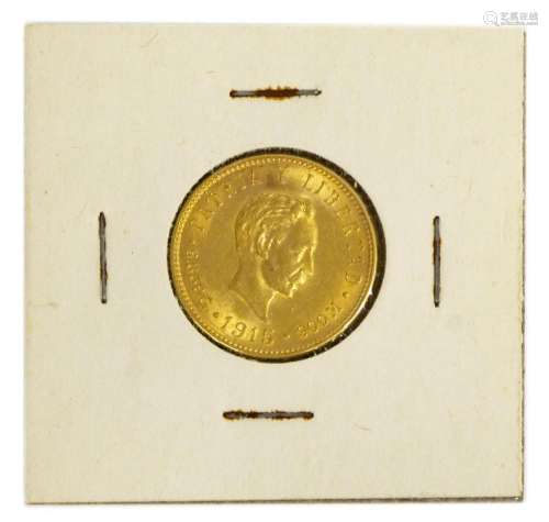 CUBA GOLD 5 PESO, CINCO, COIN, 1915