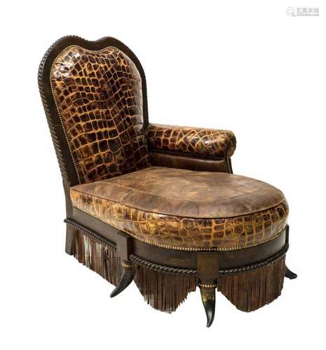 LEATHER & COWHIDE CHAISE LOUNGE