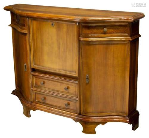 ITALIAN WALNUT DEMILUNE HALL CONSOLE CABINET