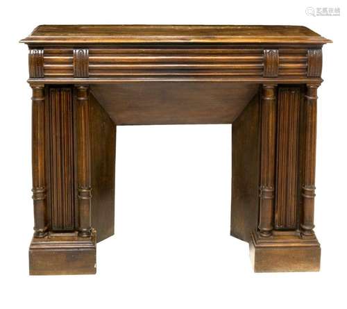 FRENCH HENRI II STYLE WALNUT FIREPLACE SURROUND