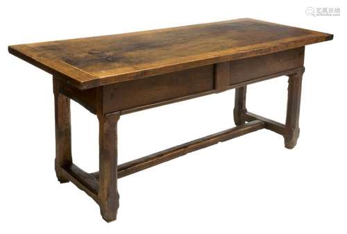 FRENCH OAK REFECTORY TABLE, 19TH C.