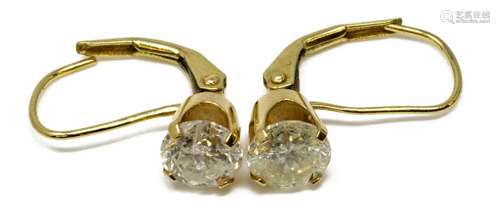 ESTATE 14KT GOLD & 1.50CTTW DIAMOND EARRINGS