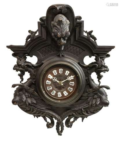 EXCEPTIONAL GRIFFIN CARVED 19TH C. WALL CLOCK