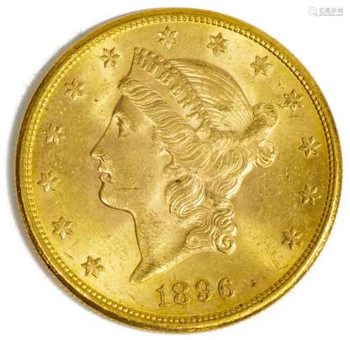 US $20 GOLD TWENTY DOLLAR 1896S LIBERTY HEAD COIN