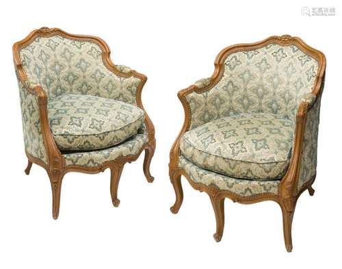 (PAIR) FRENCH CURVED BACK FAUTEUILS