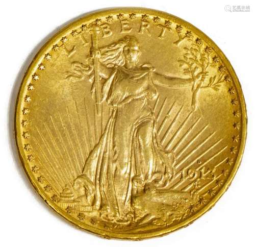 US $20 GOLD TWENTY DOLLAR 1913D ST, GAUDENS COIN