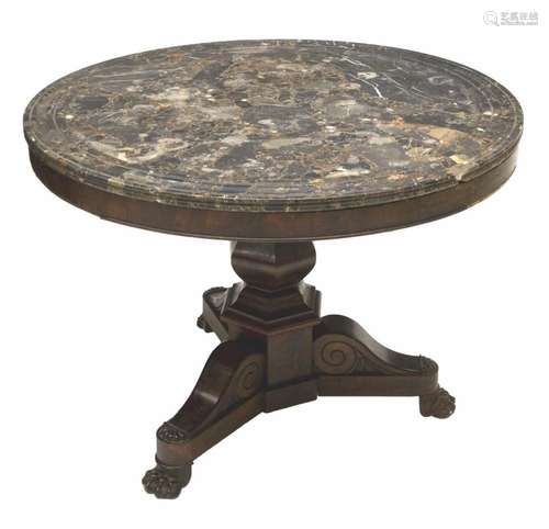 FRENCH EMPIRE MARBLE TOP TABLE