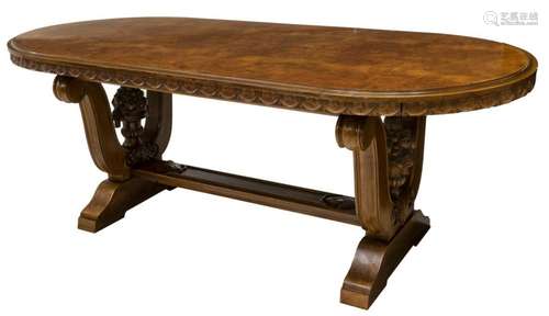 ITALIAN BURLWOOD FLORAL BASKET EXTENSION TABLE