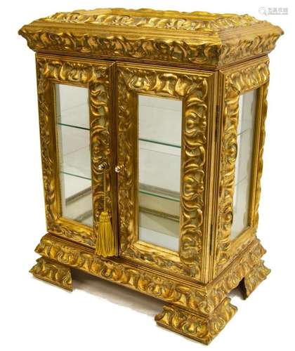 ORNATE GILDED & SCROLLED TABLE TOP DISPLAY CABINET