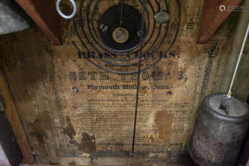 SETH THOMAS MAHOGANY PILLAR CLOCK, OPERATING,1860