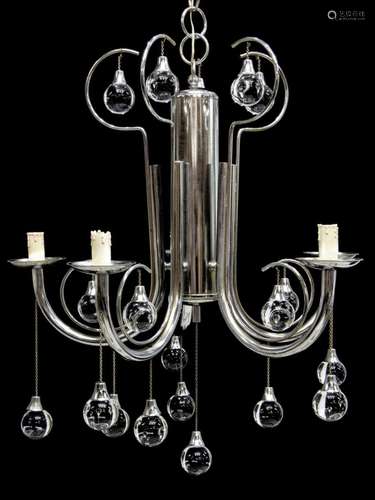 ITALIAN MID-CENTURY MODERN CHROME 5LT CHANDELIER