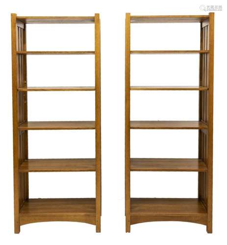 (2) L.&J.G. STICKLEY OAK ETAGERES OPEN SHELVES